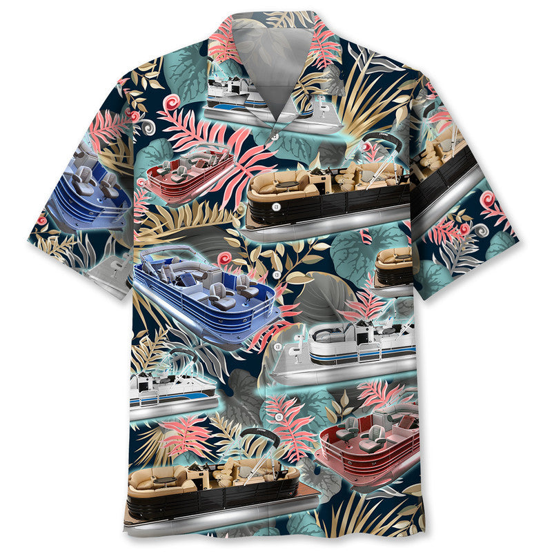 Tropical Boat Pontoon Coastal Hawaiian Shirt Artwork View For Coastal Escapes And Resort Style