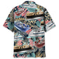 Tropical Boat Pontoon Coastal Hawaiian Shirt Design Detail For Beach Days And Holiday Travel