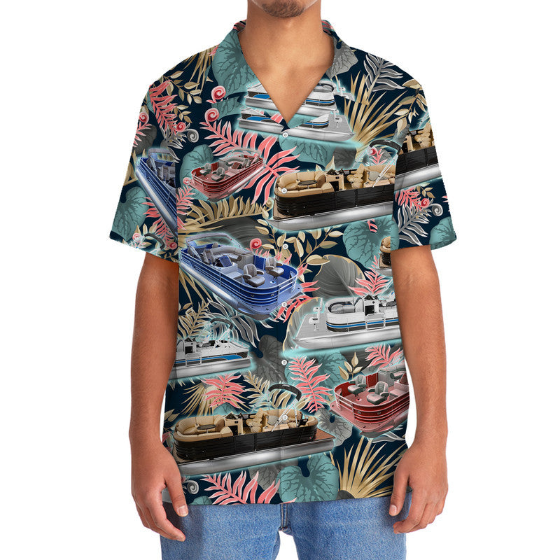 Tropical Boat Pontoon Coastal Hawaiian Shirt For Poolside Relaxation And Sunny Getaways