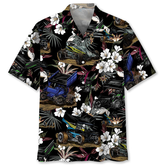 Black Car Sprint Racing Hawaiian Shirt Artwork View For Weekend Travel And Beach Style