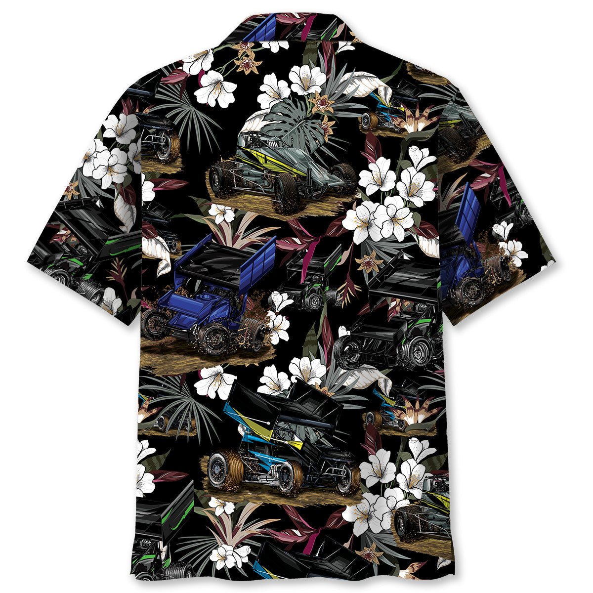 Black Car Sprint Racing Hawaiian Shirt For Resort Getaways And Comfortable Summer Activities