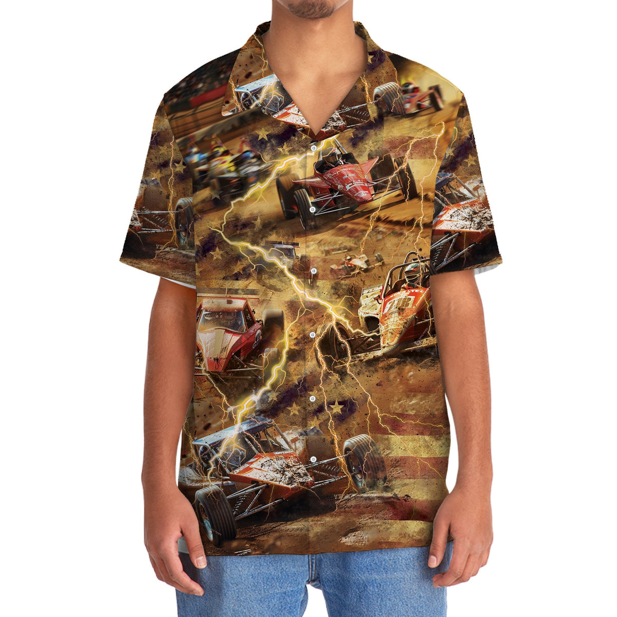 Vintage Retro Car Sprint Racing Hawaiian Shirt For Resort Getaways And Comfortable Summer Activities