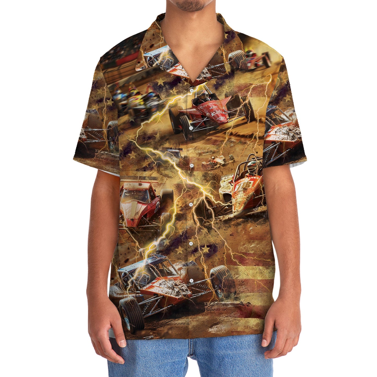 Vintage Retro Car Sprint Racing Hawaiian Shirt For Resort Getaways And Comfortable Summer Activities