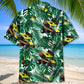 Green Tropical Car Sprint Racing Hawaiian Shirt For Beach Parties And Weekend Getaways