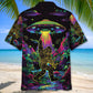 Alien Forest Creature Night Hawaiian Shirt Pattern Detail For Summer Holidays And Outdoor Fun