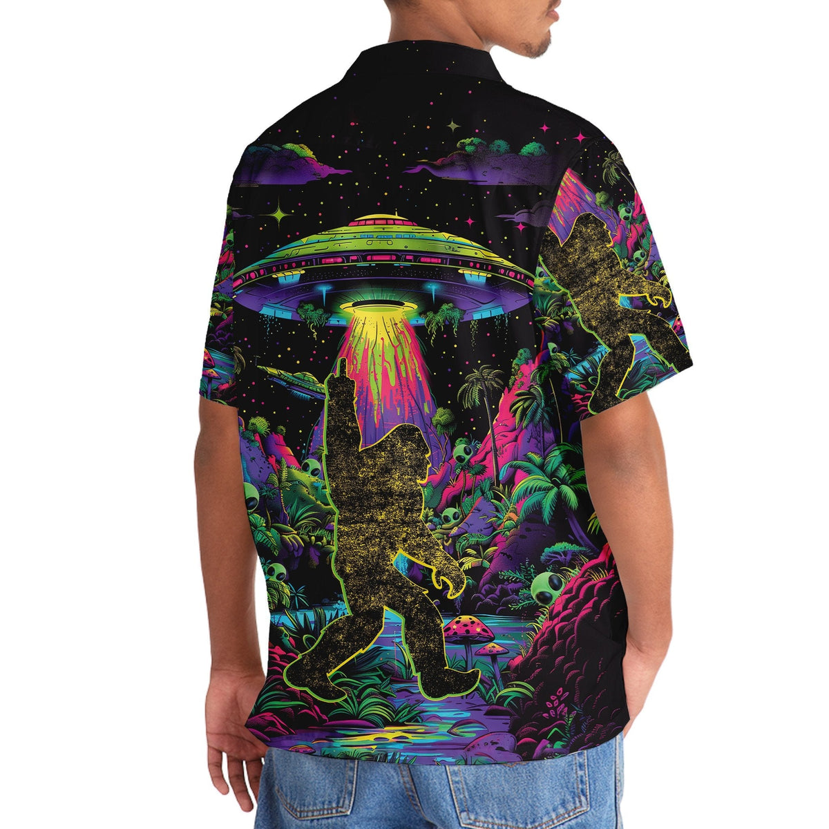 Alien Forest Creature Night Hawaiian Shirt For Vacation Days And Relaxed Coastal Outings