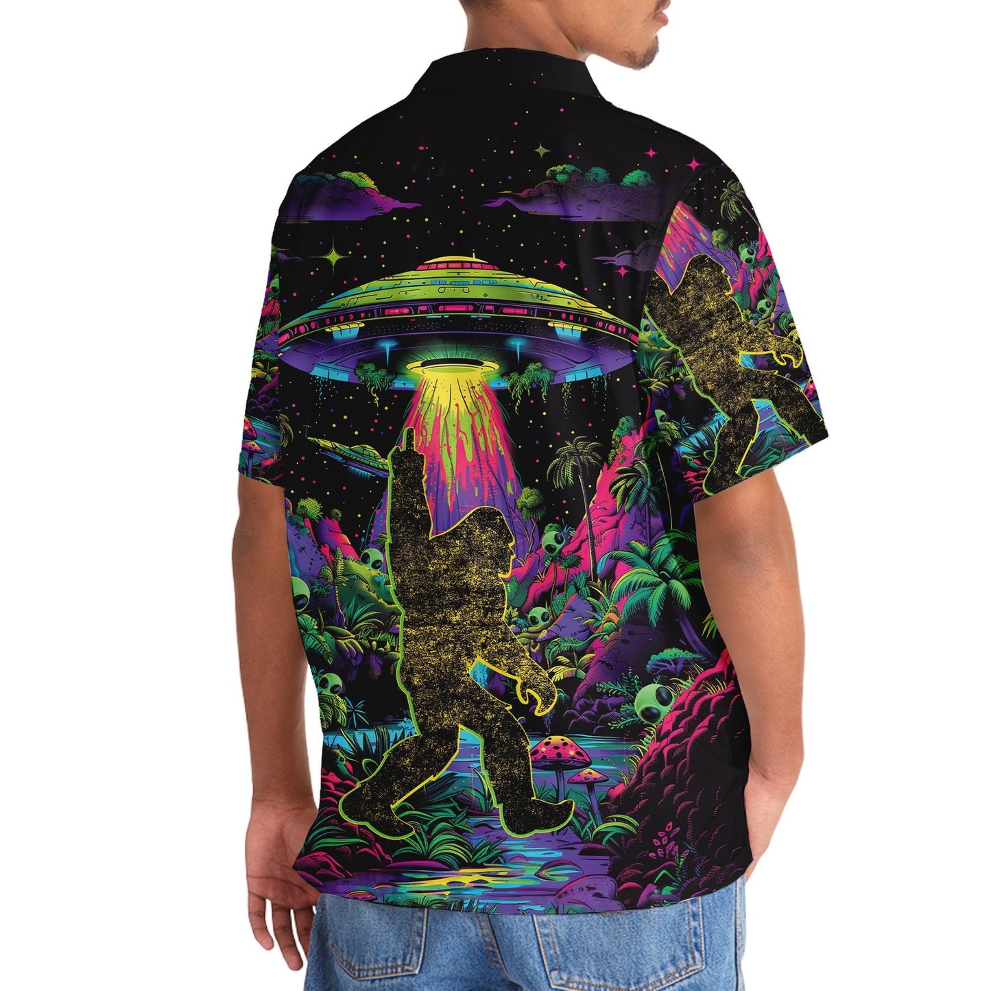 Alien Forest Creature Night Hawaiian Shirt For Vacation Days And Relaxed Coastal Outings