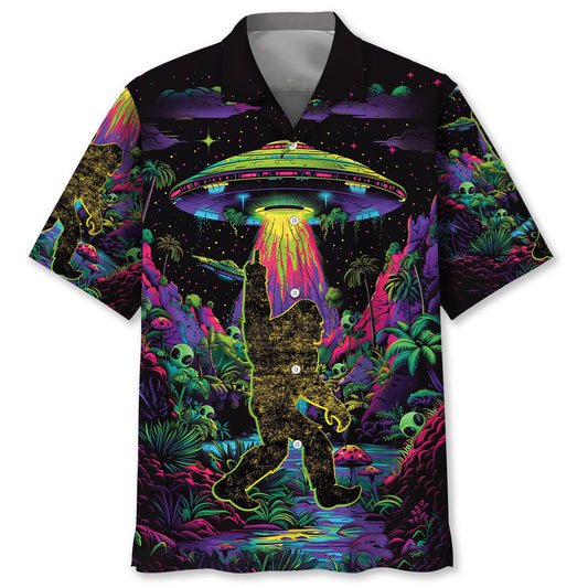 Alien Forest Creature Night Hawaiian Shirt Artwork Detail For Tropical Trips And Casual Outings
