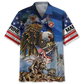 American Pride Us Veterans Tribute Hawaiian Shirt Pattern Detail For Vacation Travel And Daily Wear