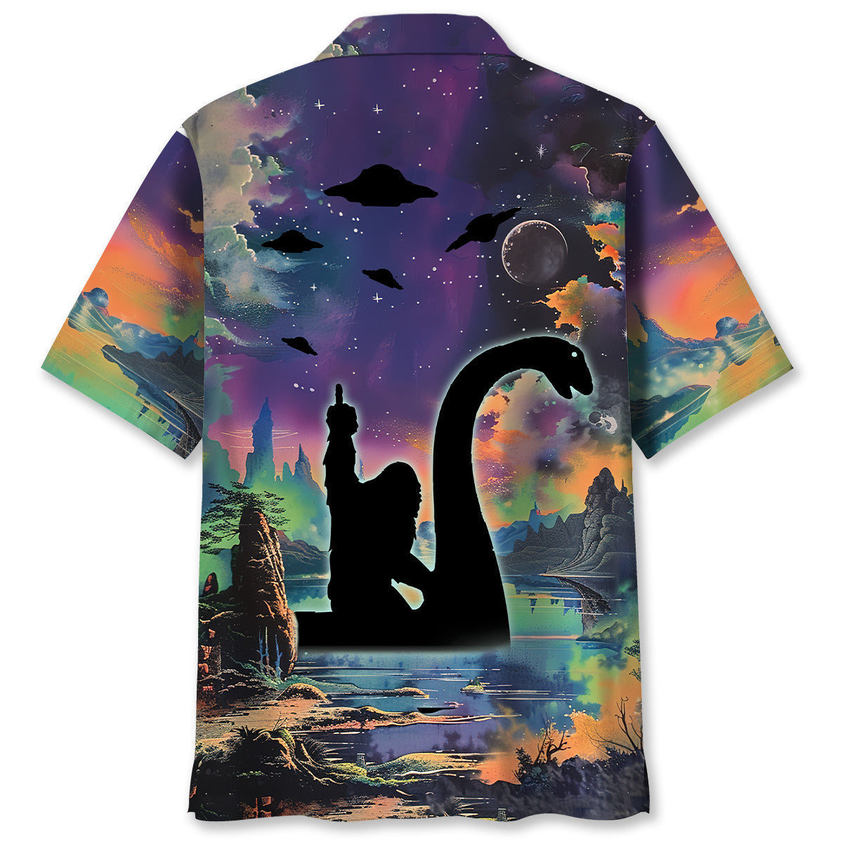 Forest Creature Nessie Night Adventure Hawaiian Shirt For Summer Vacation And Beach Travel