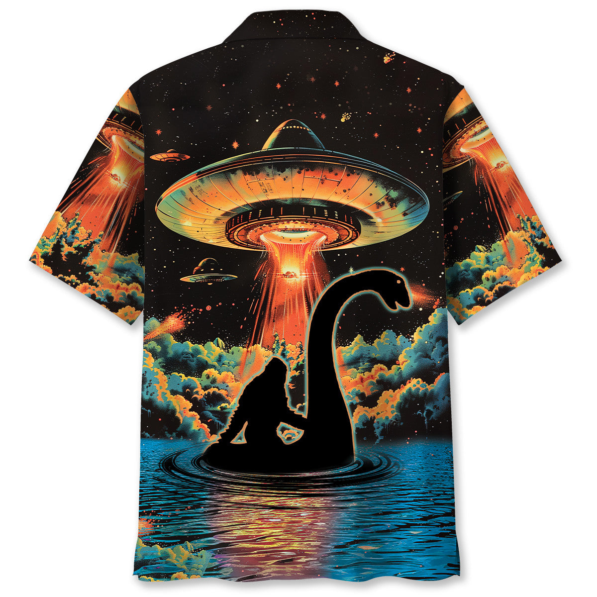 Forest Creature Nessie Ufo Adventure Hawaiian Shirt For Beach Parties And Weekend Getaways