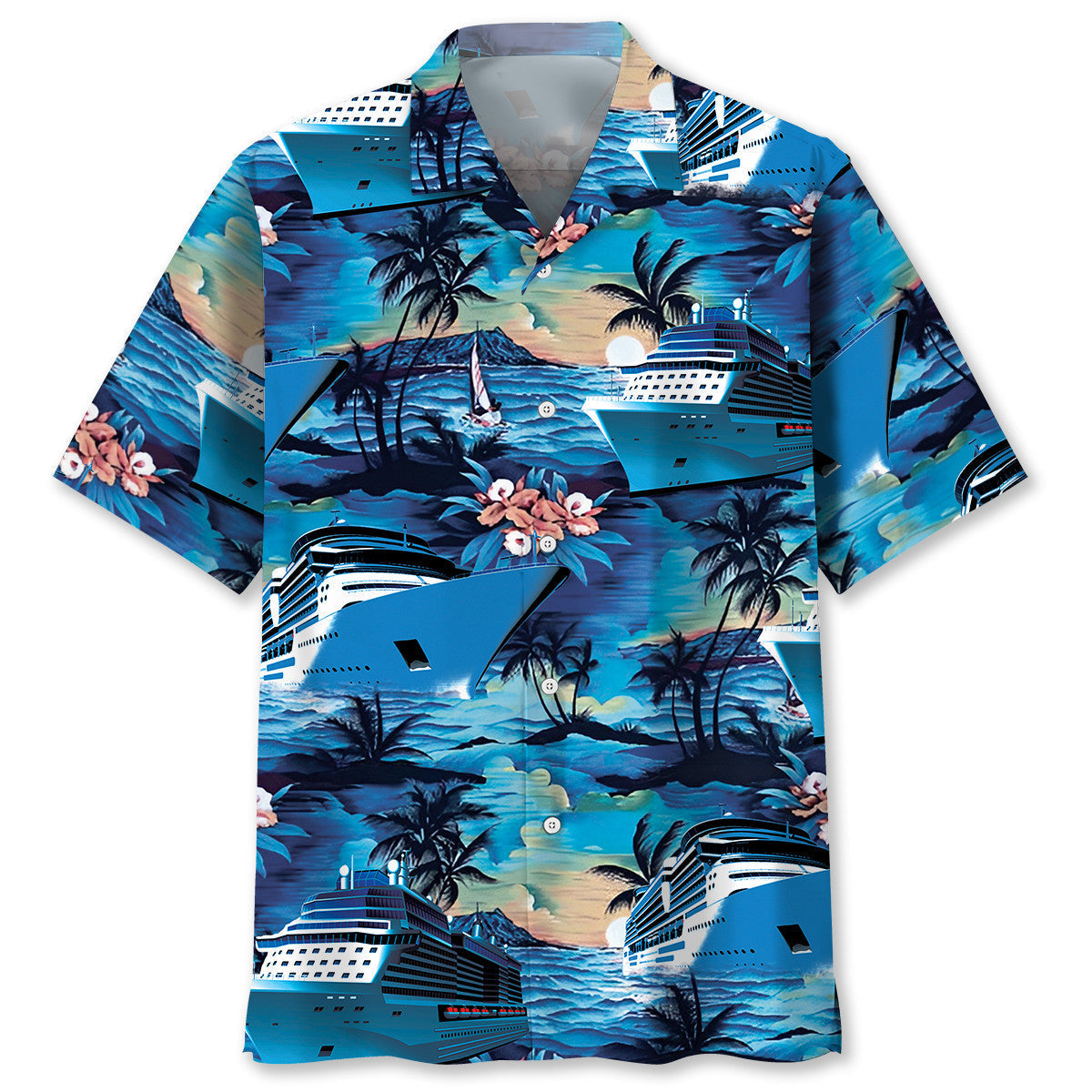 Blue Tropical Cruise Hawaiian Shirt For Coastal Adventures And Warm Weather Wear