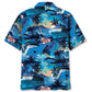 Blue Tropical Cruise Hawaiian Shirt Pattern Detail For Summer Holidays And Outdoor Fun