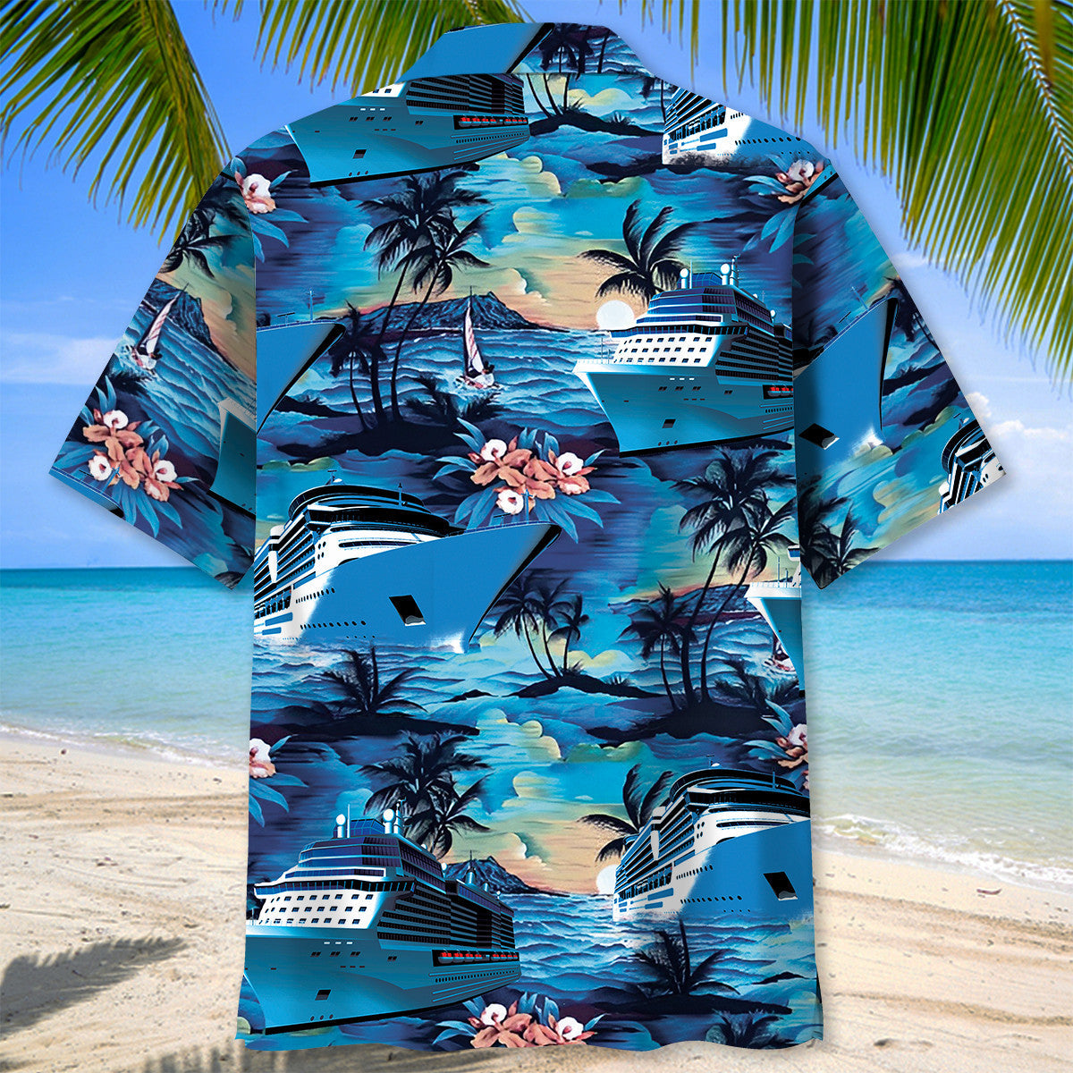 Blue Tropical Cruise Hawaiian Shirt For Vacation Days And Relaxed Coastal Outings