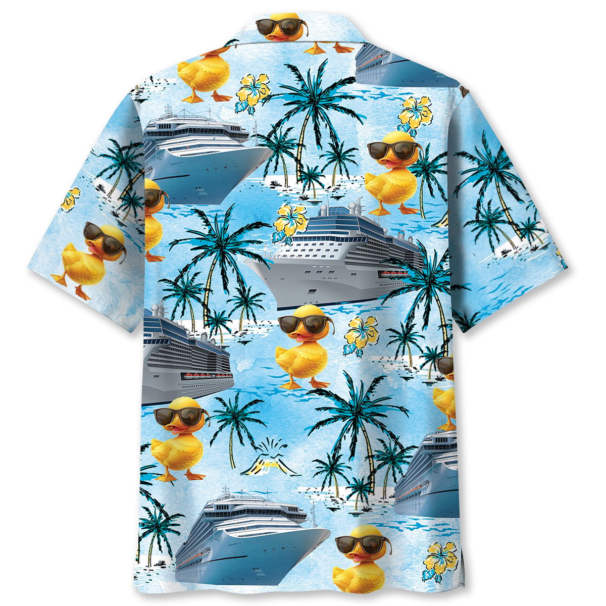 Blue Tropical Duck Cruise Hawaiian Shirt For Summer Vacation And Beach Travel