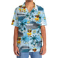Blue Tropical Duck Cruise Hawaiian Shirt Artwork Detail For Resort Trips And Outdoor Activities