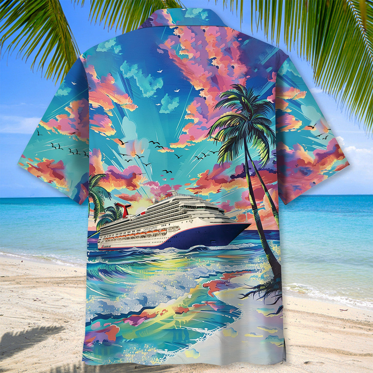 Tropical Cruise Cloudy Sky Hawaiian Shirt Design Detail For Beach Days And Holiday Travel