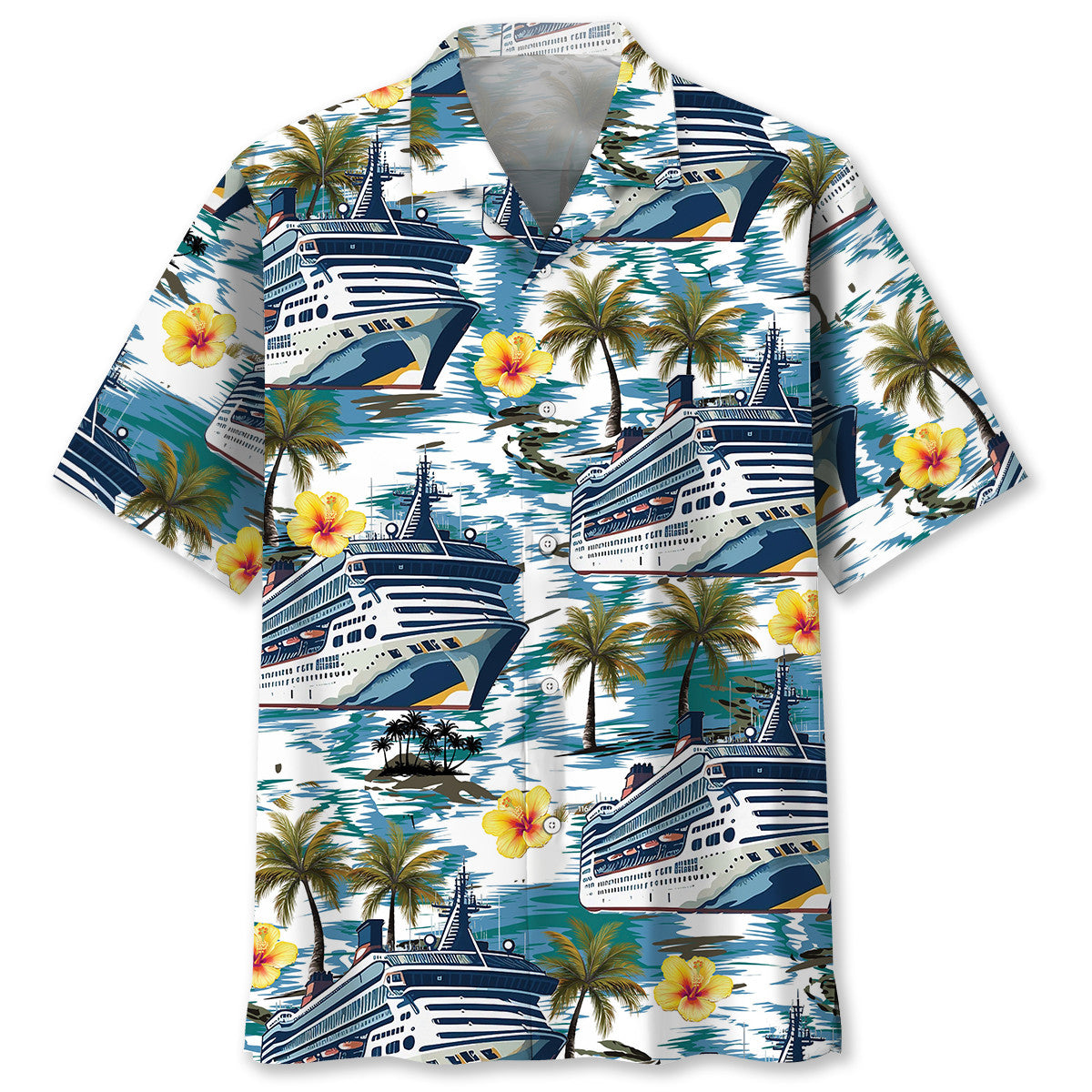 Tropical Floral Cruise Hibiscus Hawaiian Shirt Design View For Resort Travel And Thoughtful Gifting