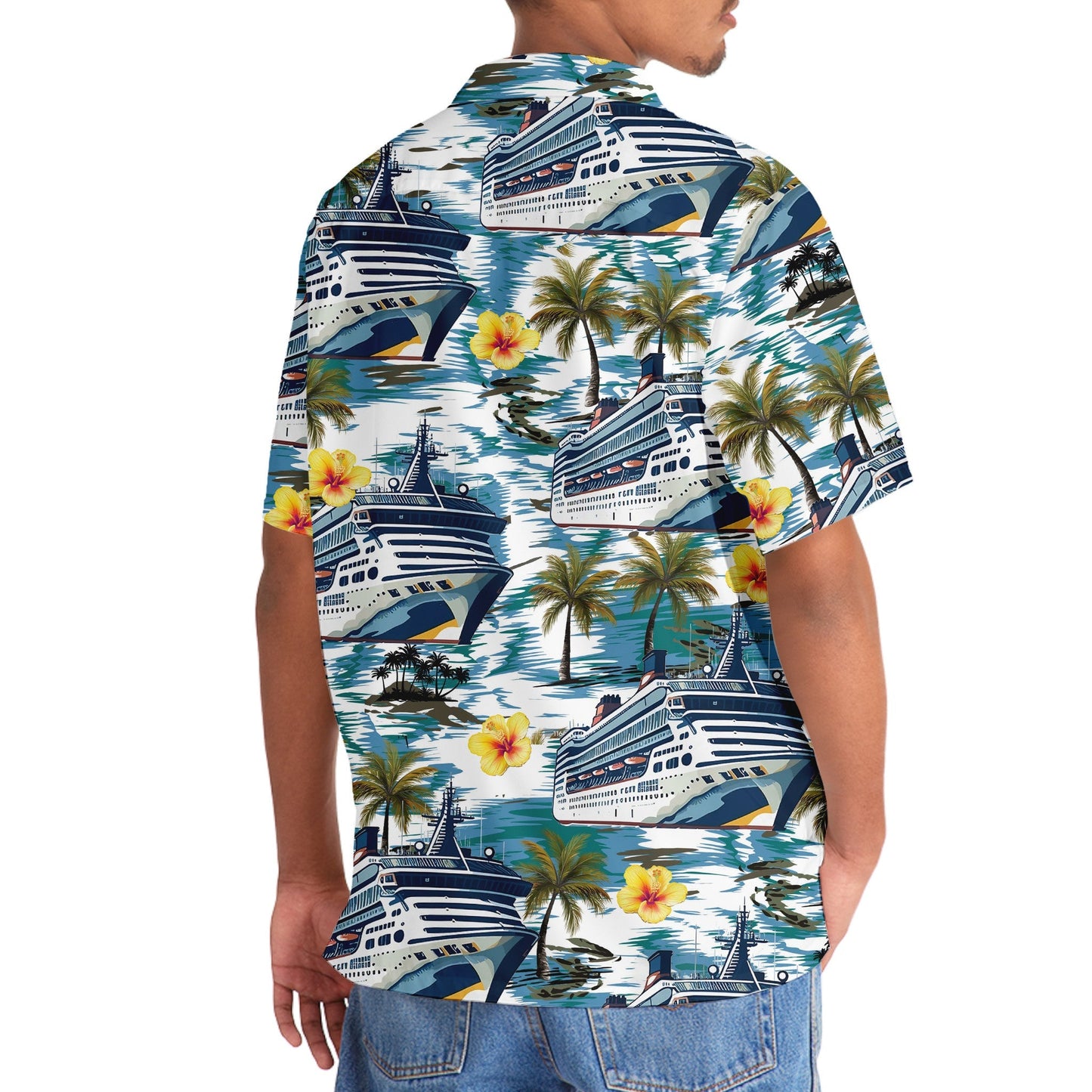 Tropical Floral Cruise Hibiscus Hawaiian Shirt Artwork View For Weekend Travel And Beach Style