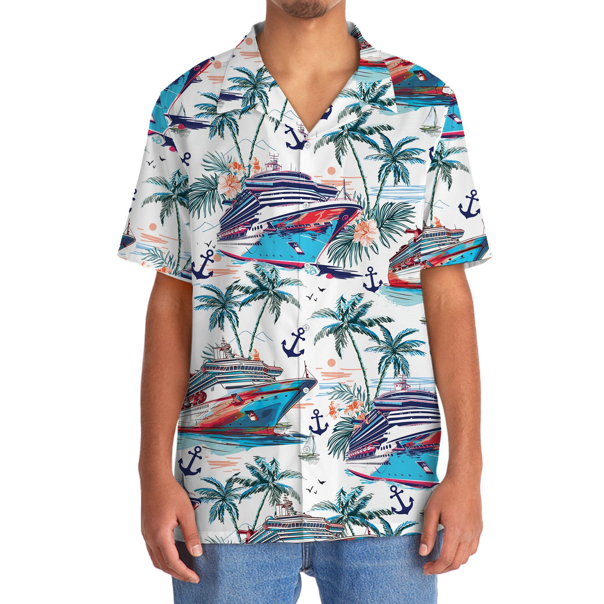 Tropical Cruise Summer Hawaiian Shirt Pattern Detail For Vacation Travel And Daily Wear