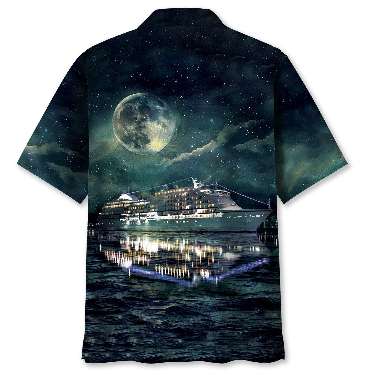 Tropical Cruise Moonlight Hawaiian Shirt Pattern View For Lightweight Everyday Style