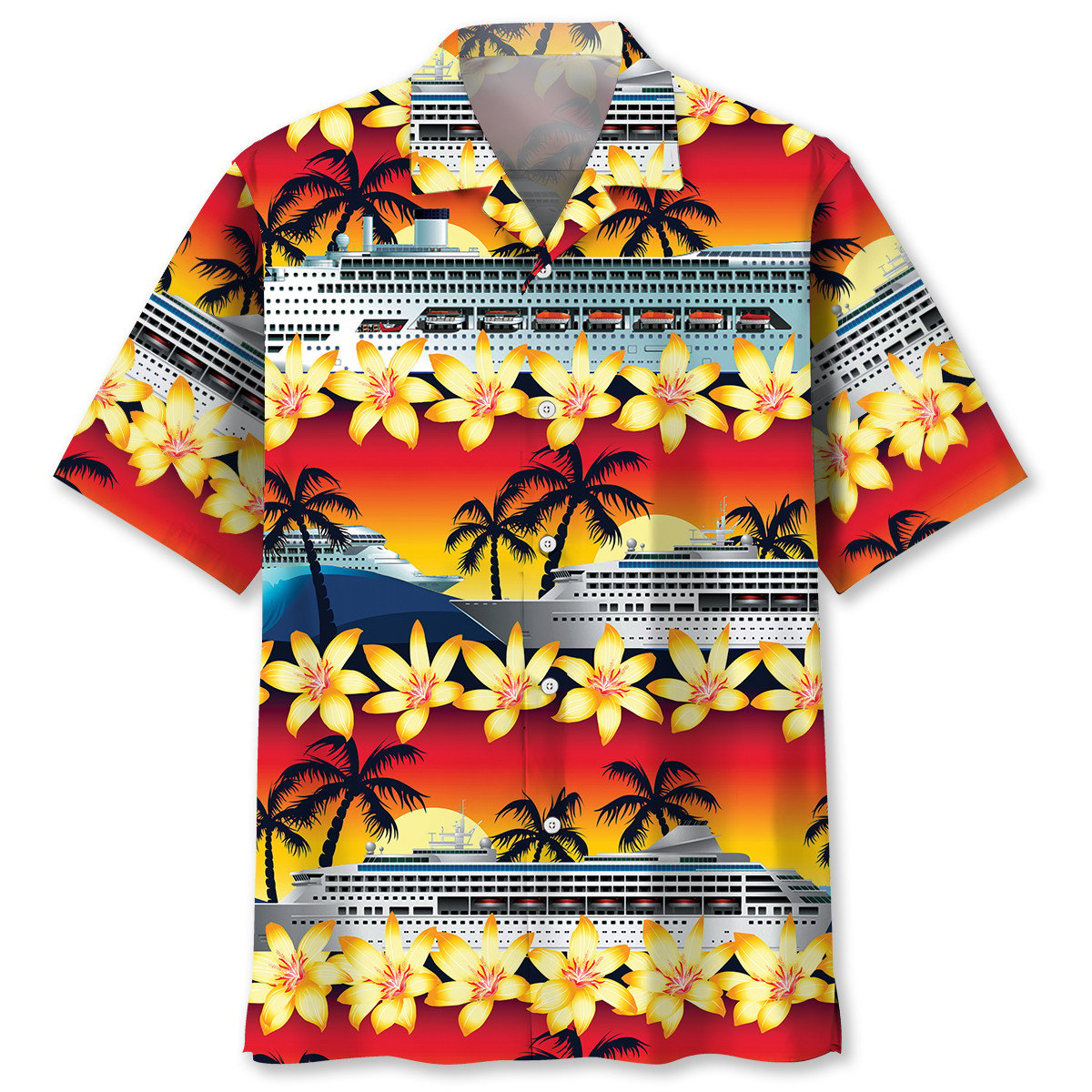 Tropical Cruise Sunset Hawaiian Shirt For Beach Parties And Weekend Getaways