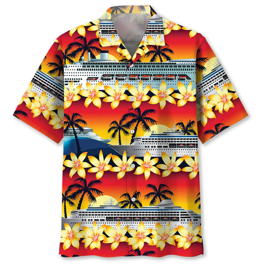 Tropical Cruise Sunset Hawaiian Shirt For Beach Parties And Weekend Getaways