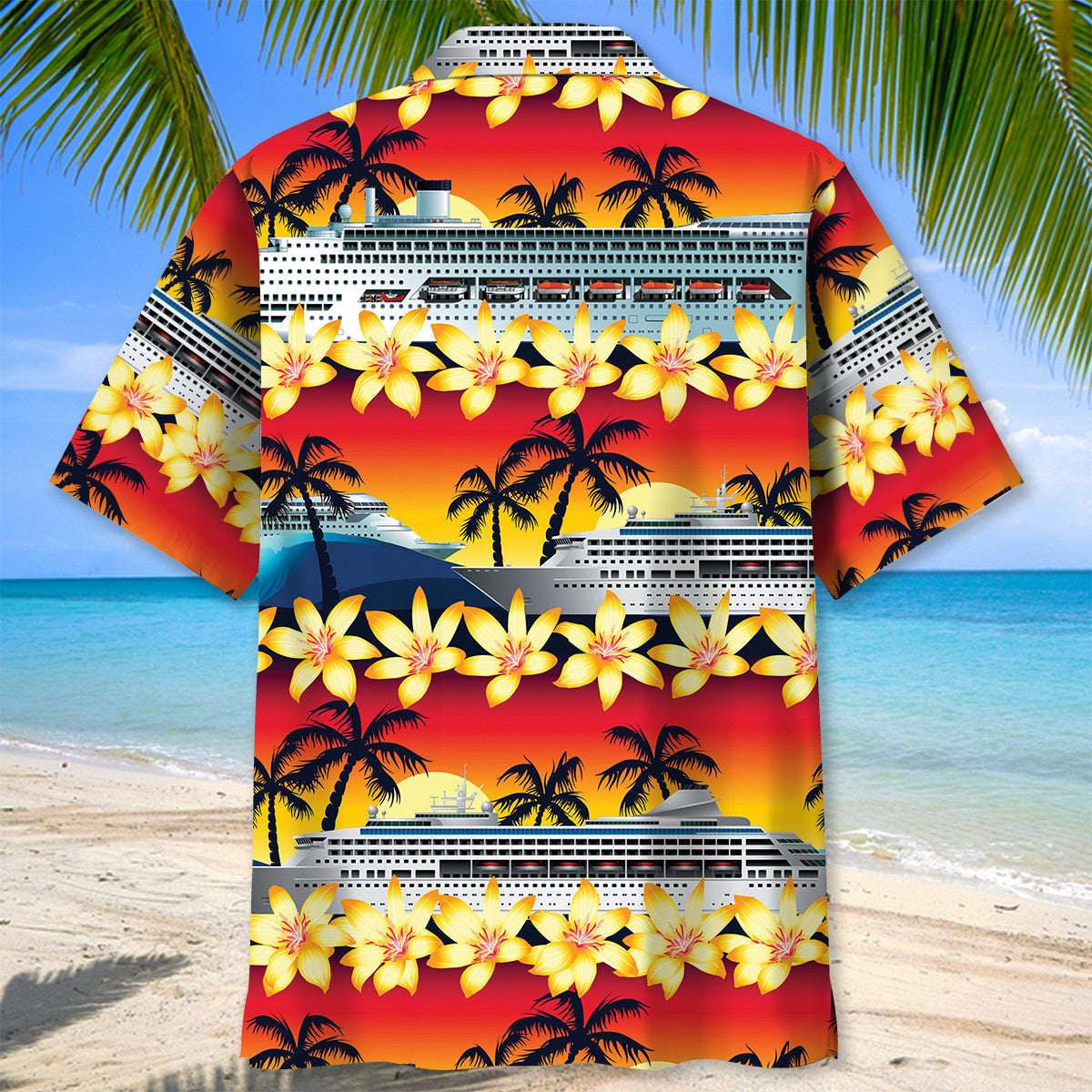 Tropical Cruise Sunset Hawaiian Shirt Artwork View For Coastal Escapes And Resort Style