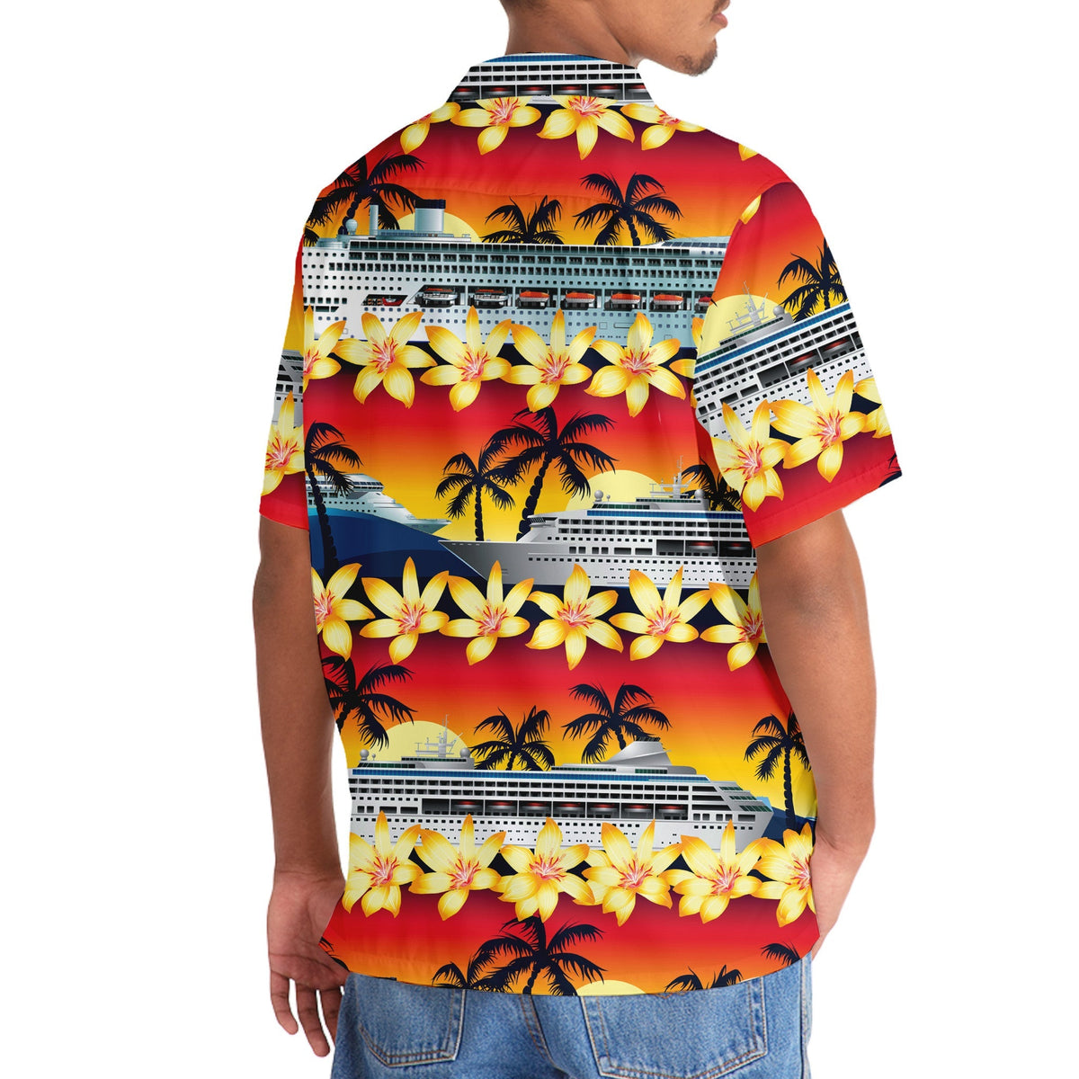 Tropical Cruise Sunset Hawaiian Shirt Design Detail For Beach Days And Holiday Travel