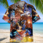 Patriotic Rustic Welder Hawaiian Shirt Artwork Detail For Tropical Trips And Casual Outings