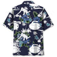 Blue Curling Nature Adventure Hawaiian Shirt Design View For Casual Summer Styling