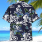 Blue Bicycle Mountain Nature Adventure Hawaiian Shirt Artwork Detail For Tropical Trips And Casual Outings