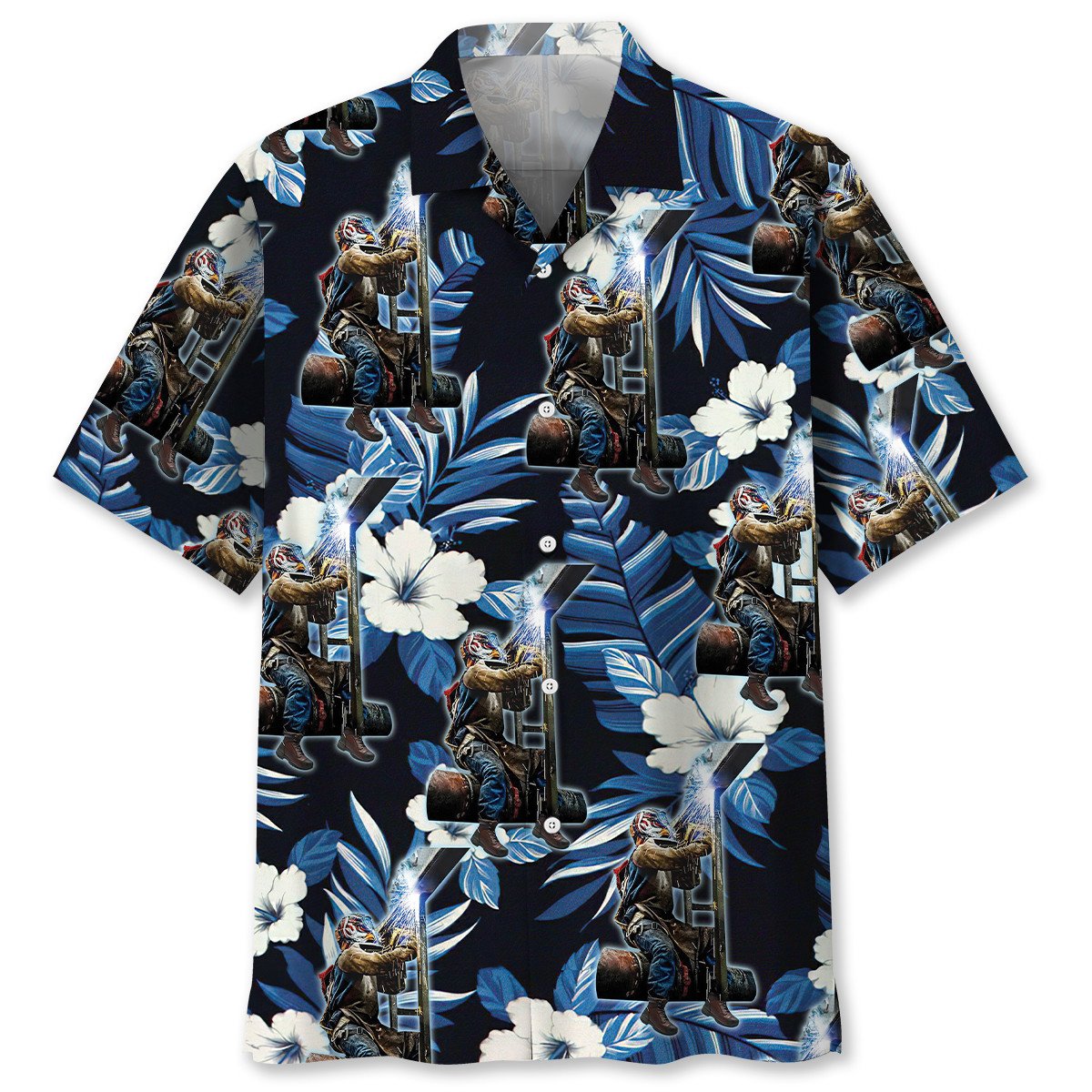 Rustic Welder Proud Hawaiian Shirt Pattern Detail For Vacation Travel And Daily Wear