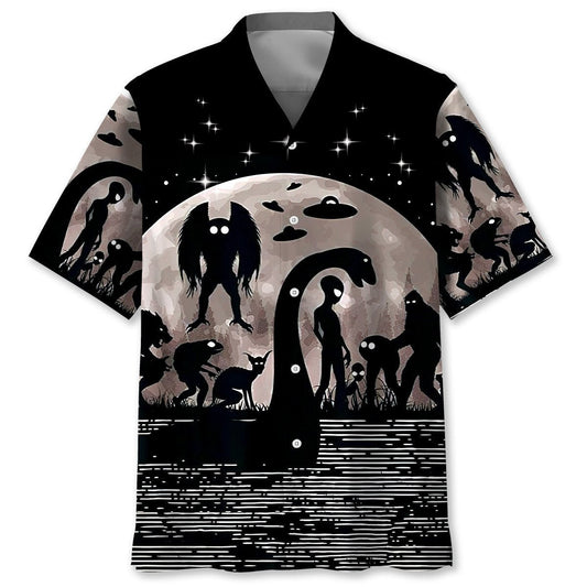 Alien Forest Creature Nessie Night Adventure Hawaiian Shirt For Poolside Relaxation And Sunny Getaways