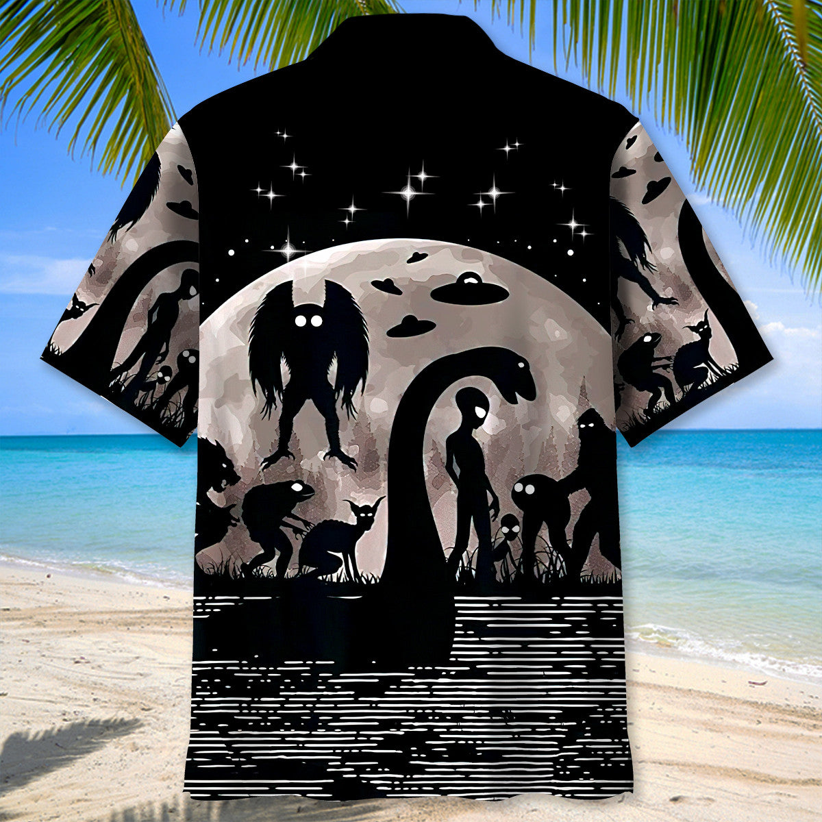 Alien Forest Creature Nessie Night Adventure Hawaiian Shirt For Coastal Adventures And Warm Weather Wear