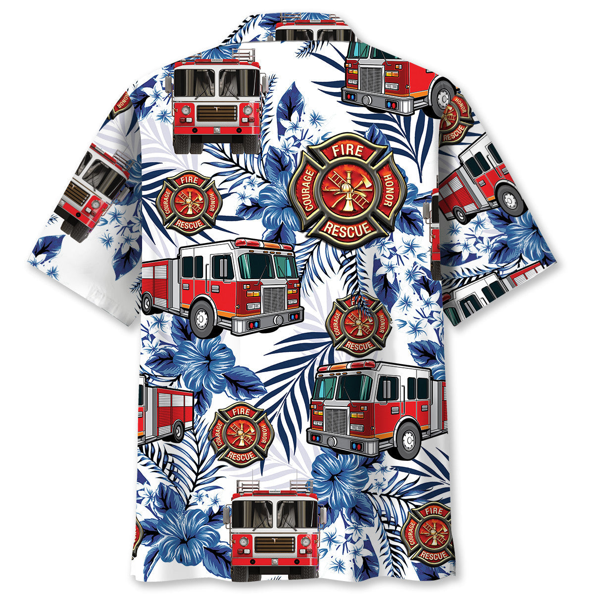 Firefighter Proud Tribute Hawaiian Shirt Pattern Detail For Vacation Travel And Daily Wear