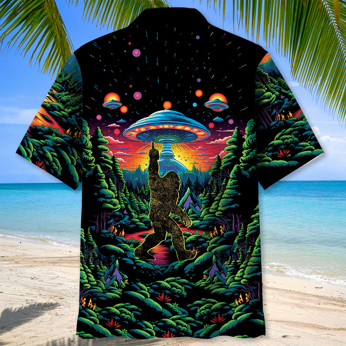 Bold Alien Forest Creature Middle Finger Hawaiian Shirt For Poolside Relaxation And Sunny Getaways