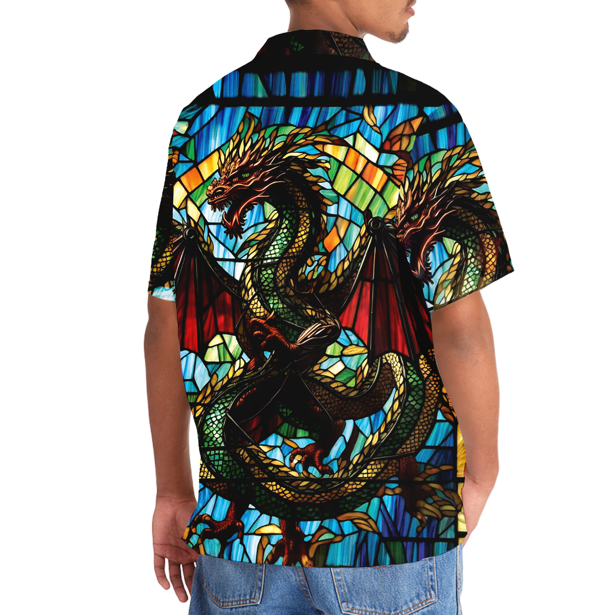 Dragon Temple Suncatcher Mystic Hawaiian Shirt Pattern View For Relaxed Warm Weather Outfits
