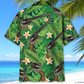 Green Tropical Vintage Western Retro Hawaiian Shirt Pattern Detail For Vacation Travel And Daily Wear