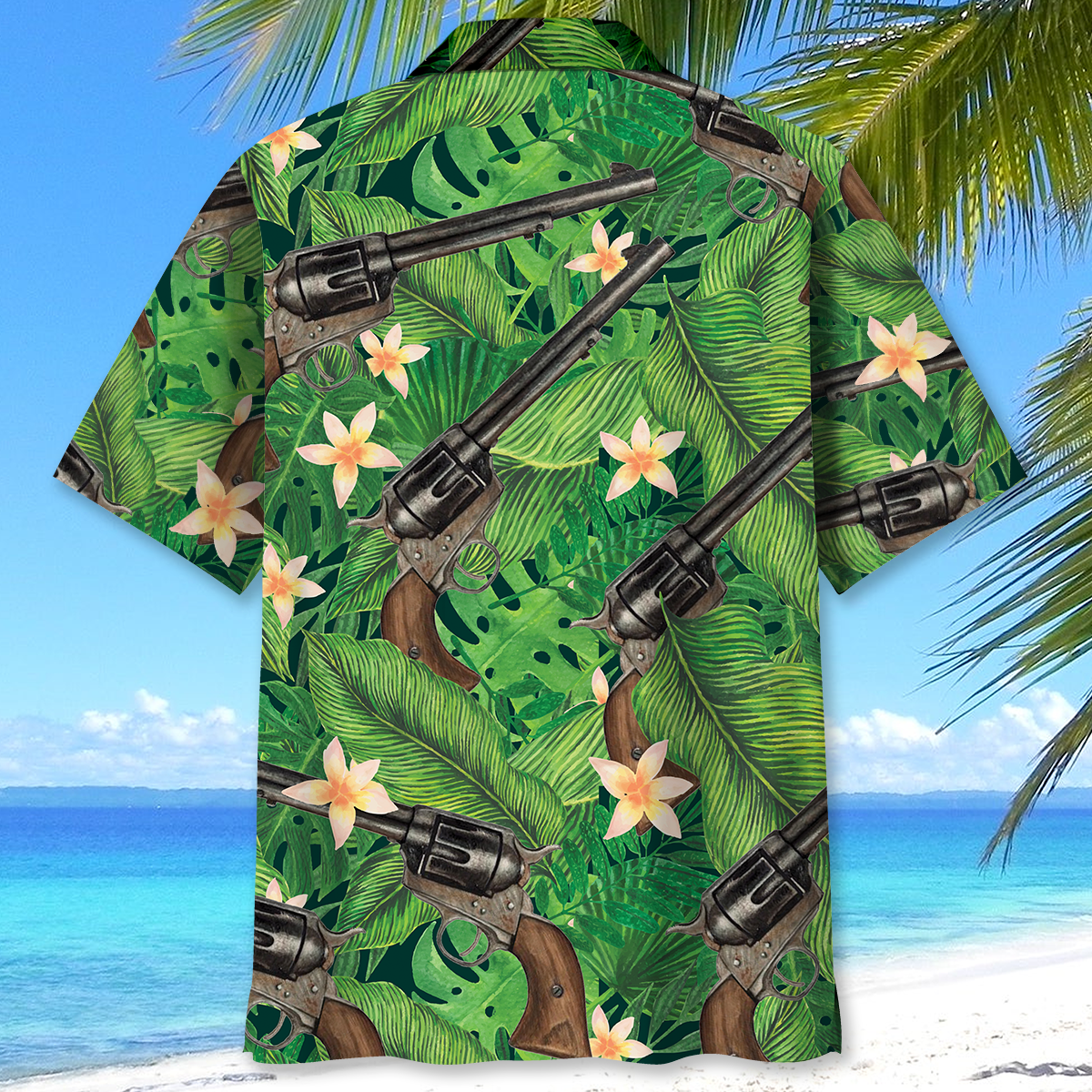 Green Tropical Vintage Western Retro Hawaiian Shirt Pattern Detail For Vacation Travel And Daily Wear