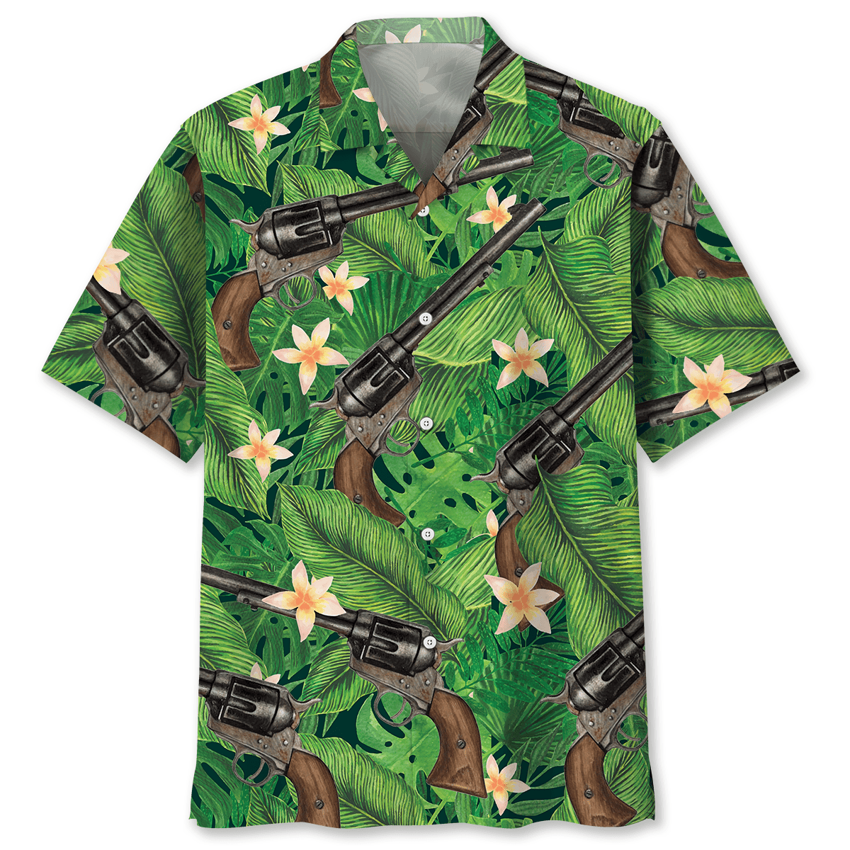 Green Tropical Vintage Western Retro Hawaiian Shirt Artwork Detail For Resort Trips And Outdoor Activities