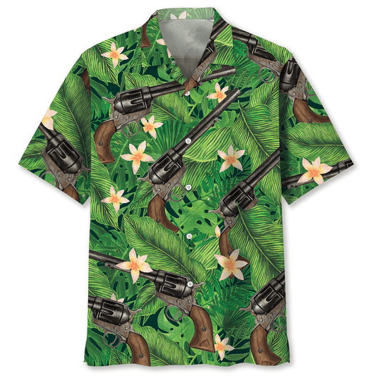 Green Tropical Vintage Western Retro Hawaiian Shirt Artwork Detail For Resort Trips And Outdoor Activities