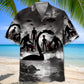Alien Forest Creature Nessie Mythical Monster Hawaiian Shirt Pattern Detail For Summer Holidays And Outdoor Fun