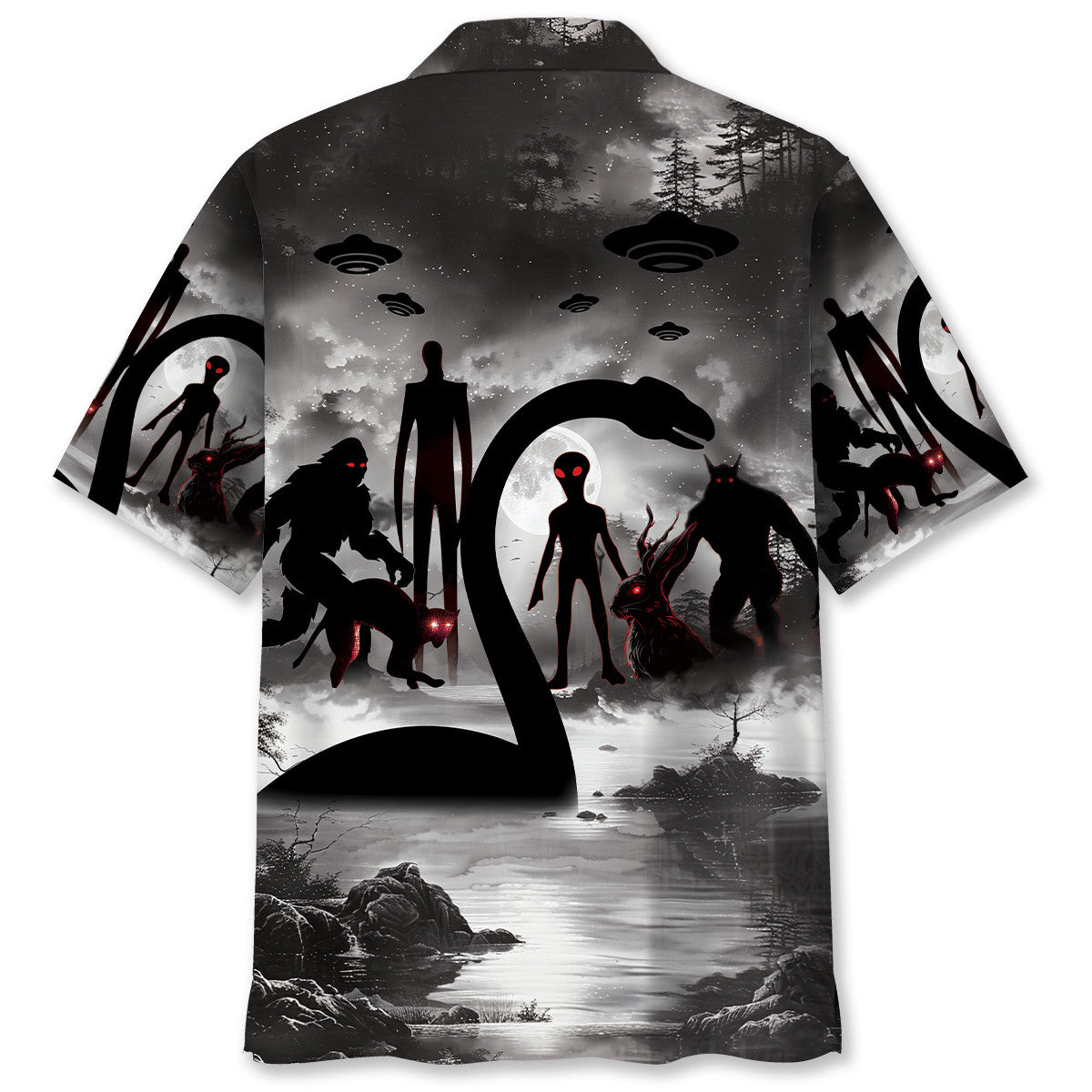 Alien Forest Creature Nessie Mythical Monster Hawaiian Shirt For Vacation Days And Relaxed Coastal Outings