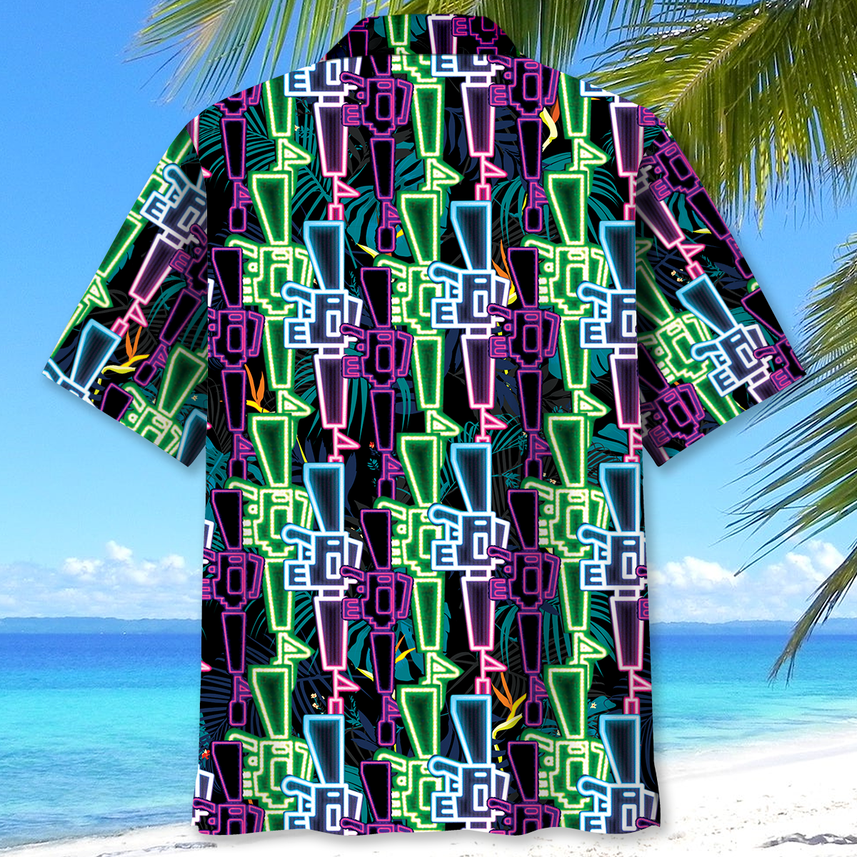 Neon Colorful Western Retro Hawaiian Shirt For Beach Parties And Weekend Getaways