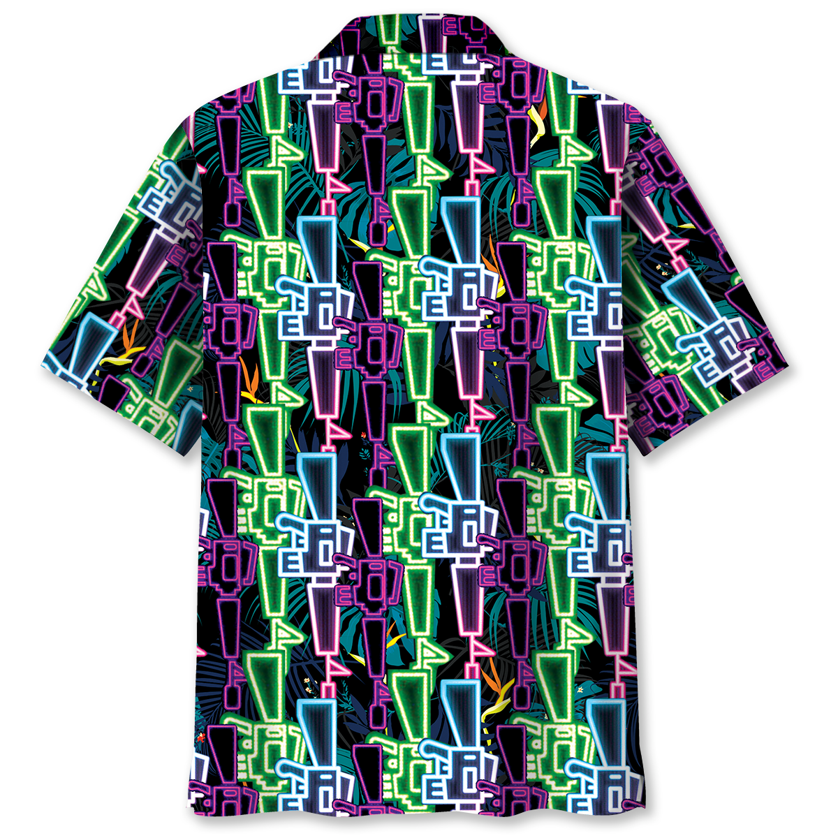 Neon Colorful Western Retro Hawaiian Shirt Design View For Casual Summer Styling