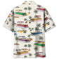 Tropical Boat Palm Tree Pontoon Coastal Hawaiian Shirt Design Detail For Beach Days And Holiday Travel
