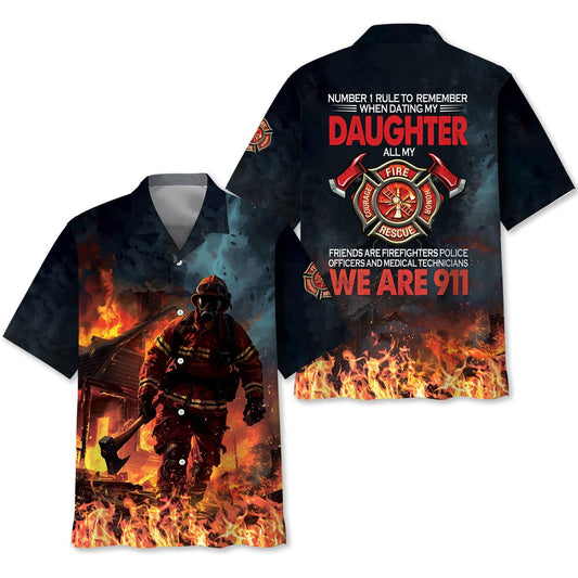 Firefighter Tribute Hawaiian Shirt Pattern View For Lightweight Everyday Style