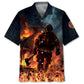 Firefighter Tribute Hawaiian Shirt Artwork Detail For Tropical Trips And Casual Outings