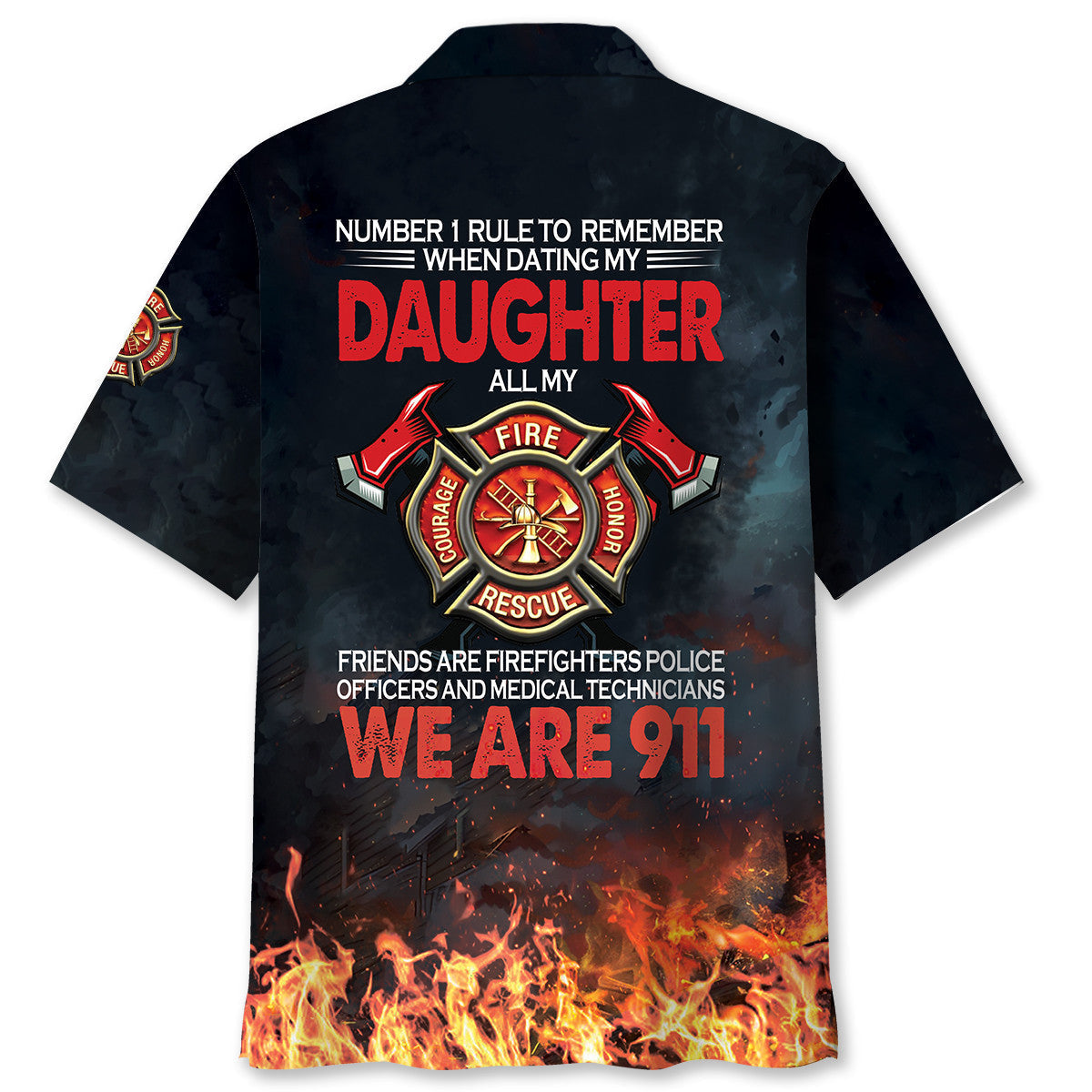Firefighter Tribute Hawaiian Shirt Design View For Resort Travel And Thoughtful Gifting